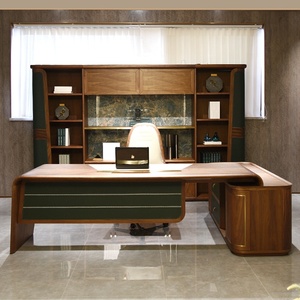 Bureau de direction moderne haut de gamme en bois massif avec armoire de rangement à verrouillage par empreinte digitale en noyer noir d'Amérique du Nord pour bureau de thé - Product Image 2