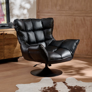 Sillón Reclinable de Cuero Moderno, Giratorio e Inclinable, Sofá Individual, Mueble Cómodo para Sala de Estar o Dormitorio - Product Image 1