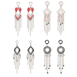 Pendientes con forma de corazón para el Día de San Valentín, borlas de espejo metálicas, joyería bohemia para mujer - Product Image 5
