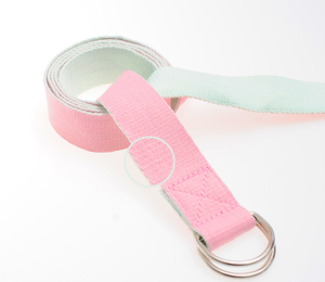 Hai màu 180x3.8cm dây đeo Yoga bông tập thể dục Yoga vành đai có thể điều chỉnh căng D-Ring khóa tập thể dục kéo dài ban nhạc Pilates dây - Product Image 4
