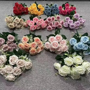 12 Cabezas de <span class=keywords><strong>Rosas</strong></span> Artificiales de Alta Calidad, <span class=keywords><strong>Rosas</strong></span> <span class=keywords><strong>Dulces</strong></span> de Seda, Ramo de Flores para Boda, <span class=keywords><strong>Rosas</strong></span> para Decoración - Product Image 1