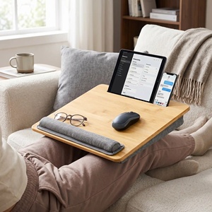 <span class=keywords><strong>Coussin</strong></span> d'oreiller de bureau en bambou Support portable en bambou pour ordinateur portable avec fente pour <span class=keywords><strong>tablette</strong></span> téléphone <span class=keywords><strong>Plateau</strong></span> de bureau léger pour ordinateur portable - Product Image 3