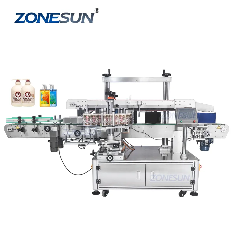 ZONESUN ZS-TB963 высокоскоростной Плоский Автоматическая машина для наклеивания этикеток на круглые бутылки с точечной фиксацией стикеры кодирующее оборудование для этикеток круглых бутылок