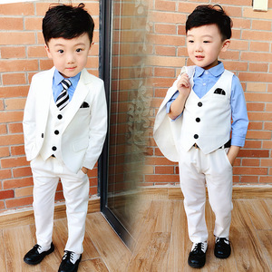 2026 primavera autunno alla moda coreana vestiti per bambini gentiluomo nuovo completo bianco gilet completo grossista - Product Image 2
