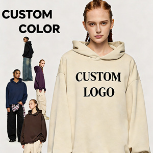 High Quality 365gsm Heavy Solid ODM Autumn Windproof Pocket Front Custom Logo Unisex Pullover <b>Hoodie</b> Long Sleeve - Product Image 1