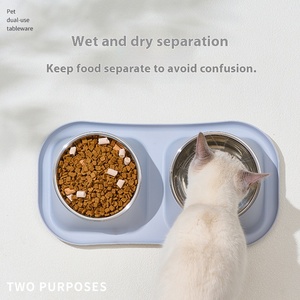 High Quality Pet Food Water Double <strong>Bowl</strong> Non Slip Anti Spill Pet Dog <strong>Cat</strong> Feeding <strong>Bowl</strong> <strong>Tilted</strong> Stainless Steel Pet Food <strong>Bowls</strong> - Product Image 2