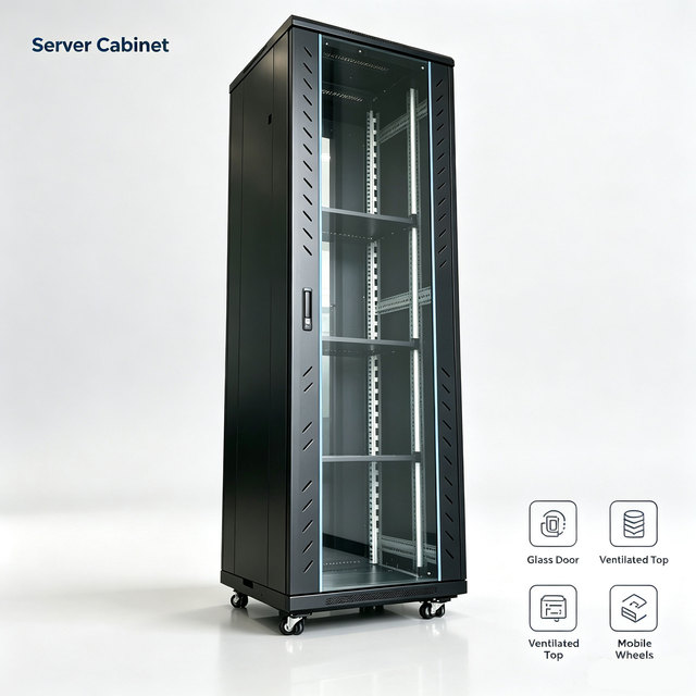 Soundproof 42U 19 Inch Server Cabinet Rack Enclosure with Glass Front Door for Data Center Network Equipment Stock
