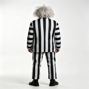 Disfraz de <span class=keywords><strong>Beetlejuice</strong></span> para Hombre, Conjunto de Traje con Rayas Blancas y Negras, Disfraz de Halloween - Product Image 2