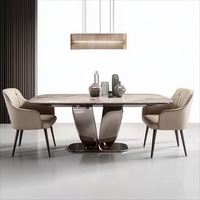 Ensemble de table et chaises de salle à manger OEHOME, style moderne et luxueux, cadre doré, plateau en bois, imperméable, garantie 5 ans, portable, respectueux de l'environnement