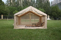 Tente de glamping gonflable de luxe à double face avec quatre fenêtres, 13,68 mètres carrés, Oxford imperméable, protection UV, portable