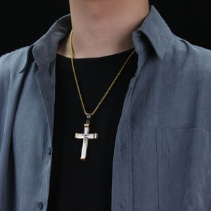 Pendentif Croix en Or Crucifix <span class=keywords><strong>Jésus</strong></span> Croix Pendentifs Collier <span class=keywords><strong>Noir</strong></span> Argent Acier Inoxydable Haute Qualité pour Colliers de Charme pour Hommes - Product Image 5