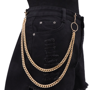 Double Layer Metal Pants <b>Chain</b> Gold Zinc Alloy Hip Hop Waist <b>Chain</b> For Denim Daily Wear - Product Image 1