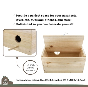 Orta 8.7x5x4.75 inç ahşap kuş yuva kutuları kafesleri uyar kırlangıç Finch Parakeet - Product Image 5