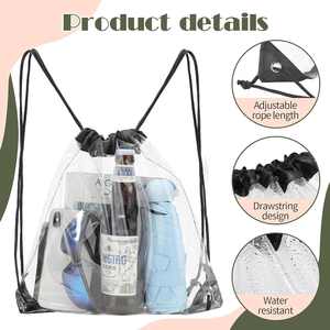 PVC <b>Clear</b> Drawstring Bag Small Waterproof <b>Clear</b> Plastic Drawstring <b>Backpack</b> for Stadiums - Product Image 6
