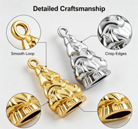 Pendentif Arbre de Noël Miniature 3D en Acier Inoxydable Brillant Plaqué Or et Argent pour Bijoux DIY
