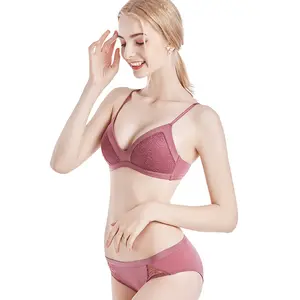 Damen frei vom Regal floral dekoriert Spitzen-BH-Set französische Coupe-BH ohne Unterband sexy Dessous Unterwäsche und Höschen-Set