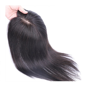 Topper de cheveux humains Remy 12A double tirage, qualité européenne, avec base en soie, section de trame à pointes pleines - Product Image 6