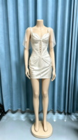Robe de mariée sirène en satin LM A536, bretelles spaghetti, laçage, froncée, coupe ajustée, pour soirée, fête ou tenue décontractée pour femme