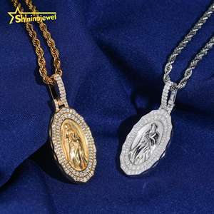 จี้เพชรโมอิสซาไนต์เงินแท้ 925 แบบฮิปฮอป ไม่มีภาษีศุลกากรจากคลังสินค้าสหรัฐอเมริกา ผ่านการทดสอบเพชร  จี้ซานตา มาเรีย - Product Image 3