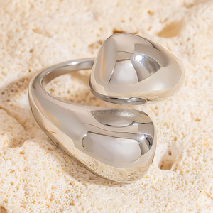 Stainless Steel <b>Ring</b> Geometric Open Design Silver Unisex Fashion Jewelry - Product Image 3