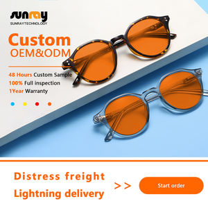 Montures optiques unisexes anti-lumière bleue à monture complète avec motif géométrique orange, design de mode personnalisé avec logo, classiques en gros - Product Image 2