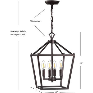 Pagode Lantaarn Dimbare Verstelbare Metalen Led Hanger Klassieke Traditionele Voor Eetkamer Woonkamer Keuken 4 Lamp Olie Gewreven - Product Image 6