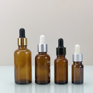 Luxury Skin Care Essential Oil <b>Bottle</b> clear Black Amber Hot Stamping logo 30ml 50ml Serum Glass <b>Dropper</b> <b>Bottle</b> With Aluminum Cap - Product Image 2