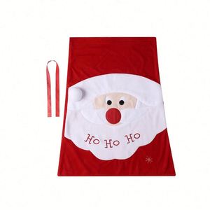 ถุงของขวัญคริสต์มาสทันสมัย ลายซานตาคลอส กระเป๋าเป้ใส่ขนมขนาดใหญ่ ผ้ากำมะหยี่สีทอง พิมพ์ลายด้วยเทคนิคการถ่ายโอนความร้อน ถุงตกแต่ง - Product Image 6