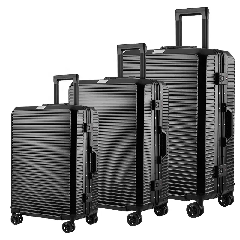 नई शैली यूरोप और अमेरिका सूटकेस एल्यूमिनियम फ्रेम सूटकेस लक्जरी अवकाश ट्राली धातु सामान सूटकेस पर ले जाने के लिए