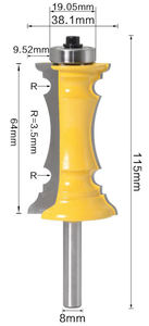 2 fraises à bois de 8 mm avec lame en carbure, 29,5 mm et 38,1 mm de long, fraises à bois pour portes, cadres de fenêtres - Product Image 3