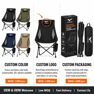Portable léger pêche pique-nique randonnée Camping plage lune chaises chaise pliante à dossier haut avec oreiller - Product Image 5