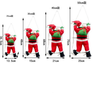 En stock : Petite poupée de Noël en peluche, Père Noël grimpeur d'échelle, en polyester velours, pendentif décoratif - Product Image 5