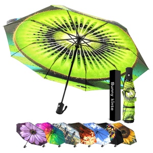 Durable Full Print Eco Friendly 8 Ribs Compact Auto Open Close Folding Umbrella for Car Backpack Purse - Product Image 6