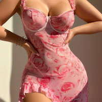 Sfy-B148 Robe de Nuit Romantique Passion Résille Nuisette Sexy en Dentelle Fleurie Transparente pour Boudoir