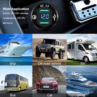 Soket Daya USB mobil Dual 3.0, soket daya mobil dengan Voltmeter LED, stopkontak pengisian cepat aluminium tahan air