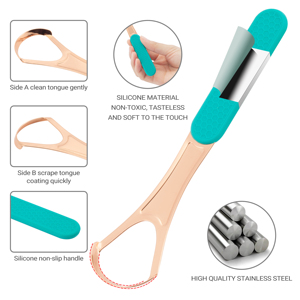 Brosse de nettoyage de langue en cuivre avec poignée antidérapante pour éliminer la mauvaise haleine Grattoirs de langue en acier inoxydable de qualité médicale - Product Image 5