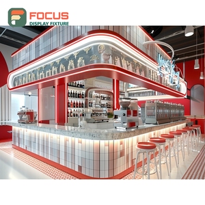 Professional Coffee Service <b>Counter</b> Checkout Shelf Condiment Station Walnut Cafe <b>Counter</b> Display - Product Image 6