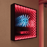 Enseigne néon LED RVB à effet miroir infini, boîte lumineuse en acrylique personnalisée à effet miroir abysse, décoration murale à changement de couleur pour bars, clubs et événements