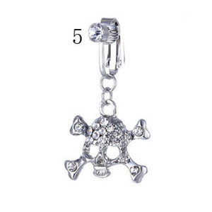 YICAI Chaud Non-Piercing Crâne Coeur Couronne CZ Clip <span class=keywords><strong>sur</strong></span> Nombril Anneaux Pour Femmes Zircon Dangle Faux Faux Ventre Anneau - Product Image 5