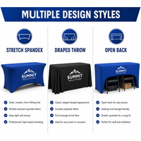 Housse de table personnalisée avec logo, imperméable, résistante aux liquides, en spandex, résistante aux taches, nappe imprimée pour exposition en plein air