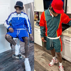 Ensemble de survêtement coupe-vent deux pièces pour homme, personnalisé, imprimé, respirant, grande taille, en polyester/nylon, avec fermeture éclair - Product Image 2