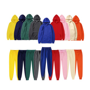 Soft Fleece Polyester Fall Spring Autumn Winter Sublimation Sweatsuits Outdoor Sports <b>Plain</b> Blank <b>Hoodie</b> for Men Set - Product Image 1