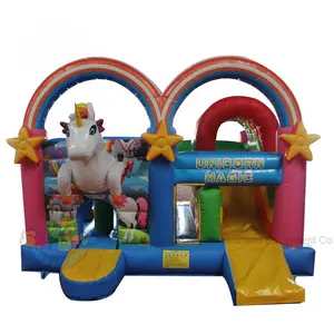 Bouncer Nhà Inflatable Bouncy Nhảy Lâu Đài Hot Bán Unicorn Với Slide Combo Cho Trẻ Em PVC 1 Mảnh Unisex Biểu Tượng Tùy Chỉnh In