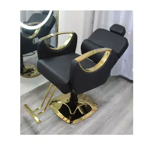 Conjunto de móveis masculino moderno, equipamento de beleza, cadeiras para cabeleireiro, loja, homem dourado