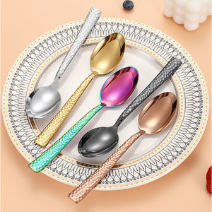 Thiết kế hiện đại Rose Gold búa thép không gỉ 304 biểu tượng tùy chỉnh thiết lập dao kéo Flatware Fork Spoon cho đám cưới và các sự kiện - Product Image 6