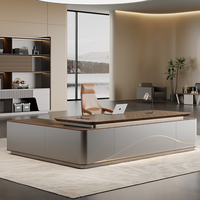 Meubles de bureau ergonomiques modulaires modernes en panneaux MDF, bureau de direction en forme de L avec rangement pour PDG, table de bureau de luxe pour usage en villa