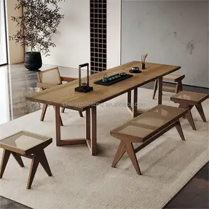 高級家具ダイニングテーブル木製長方形ダイニングテーブルセットウッドオーク無垢材テーブルと椅子セット