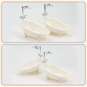 Ensemble de salle de bain miniature pour <span class=keywords><strong>maison</strong></span> de poupée 1:12, mini baignoire, toilette, lavabo, modèle pour enfants et adultes, jouet d'imitation pour <span class=keywords><strong>maison</strong></span> de poupée, accessoire - Product Image 2