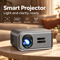 Projecteur Android DVB-T2 TV numérique Full HD 1080P natif 1000 ANSI Lumens HDR10+ avec haut-parleurs HiFi pour présentations de données