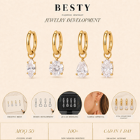 Ensemble de boucles d'oreilles pendantes Huggie en zircon transparent de quatre formes, bijoux fantaisie pour femmes, cadeaux pour femmes